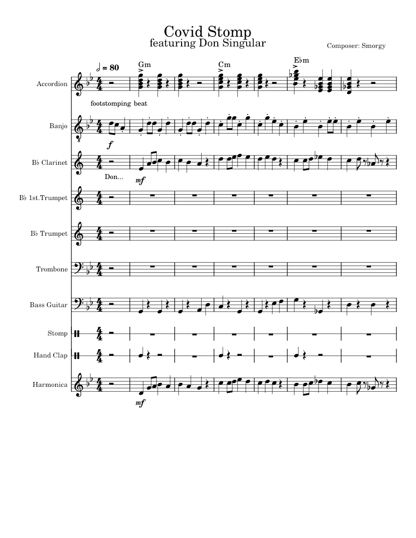 Covid Stomp extended solos Sheet music for Trombone, Accordion