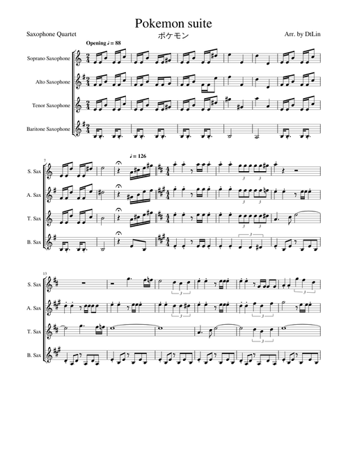Pokemon Red/Blue suite - Saxophone Quartet