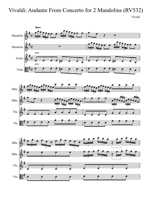 Vivaldi: Andante from the Concerto for 2 Mandolins in G Major (RV532)
