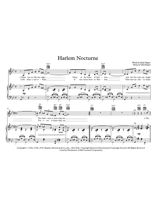 Harlem Nocturne (Arr. Museus) - Earle Hagen (Piano Vocal)
