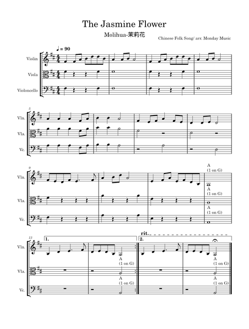 Molihua - The Jasmine Flower – A Traditional Chinese Folk Song