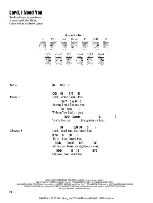 Lord, I Need You - Matt Maher (Guitar Chords-Lyrics)