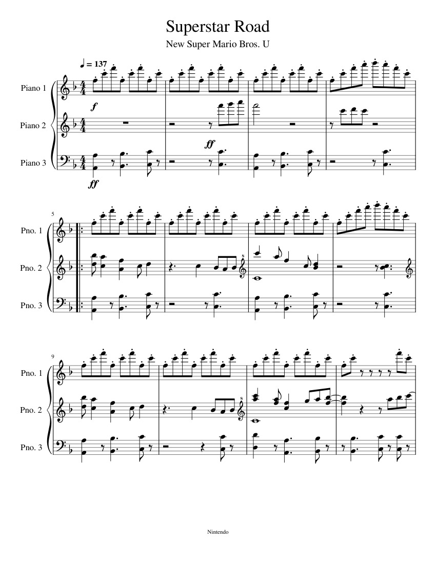 Superstar Road Sheet music for Piano Mixed Trio Musescore