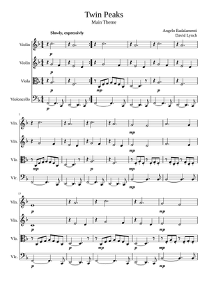 Twin Peaks Theme Sheet Music for Piano (Solo) easy | MuseScore.com