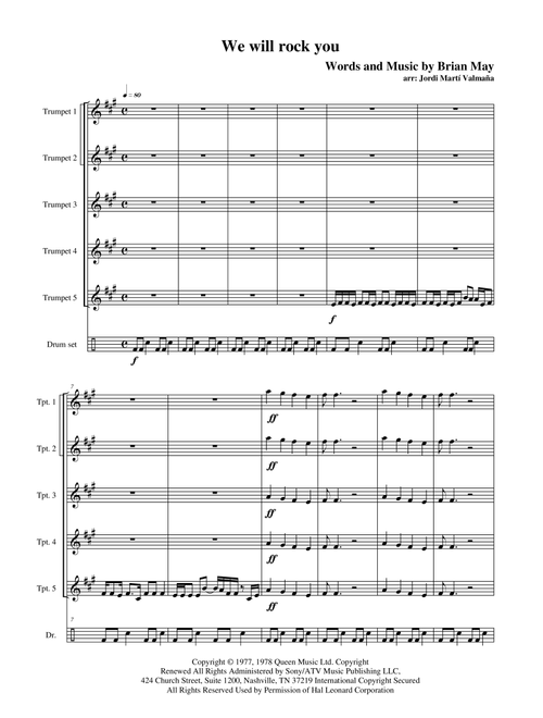 We Will Rock You (Arr. JORDI MARTI) - Queen (Brass Ensemble)