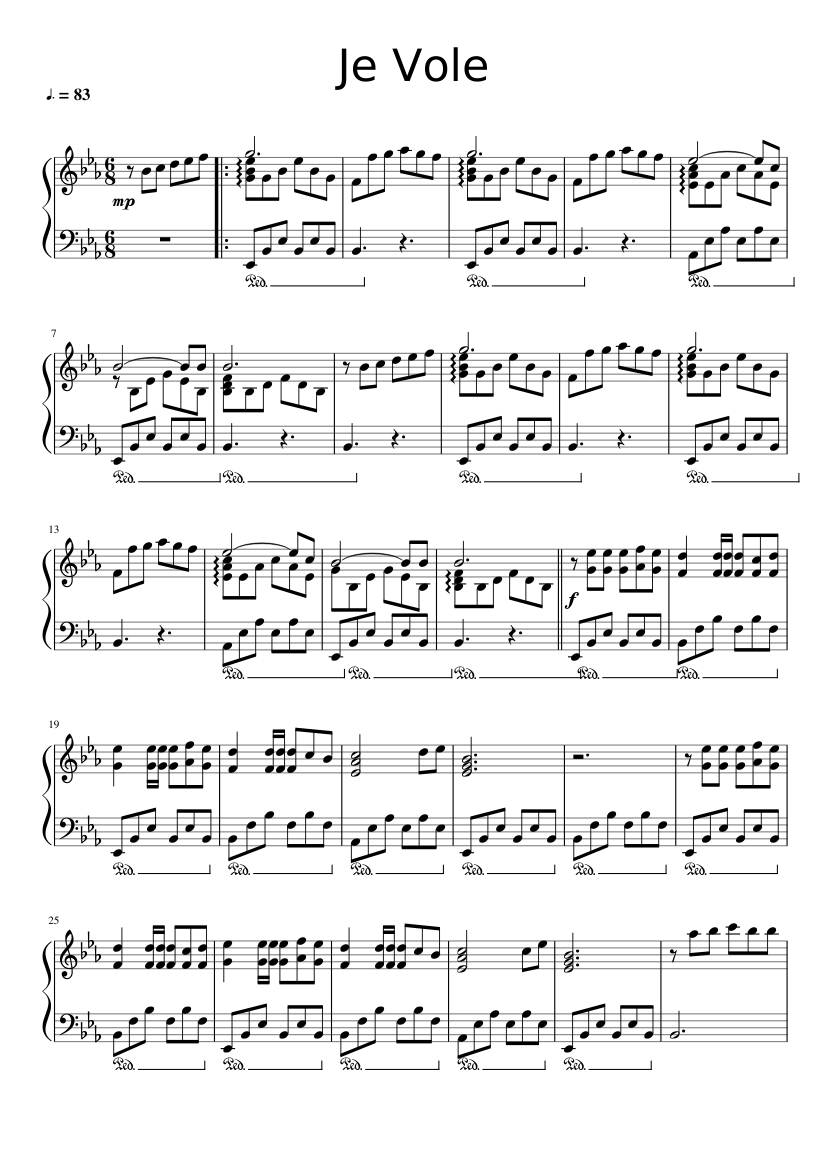Estresante Formular En lo que respecta a las personas Je vole Sheet music for Piano (Solo) | Musescore.com