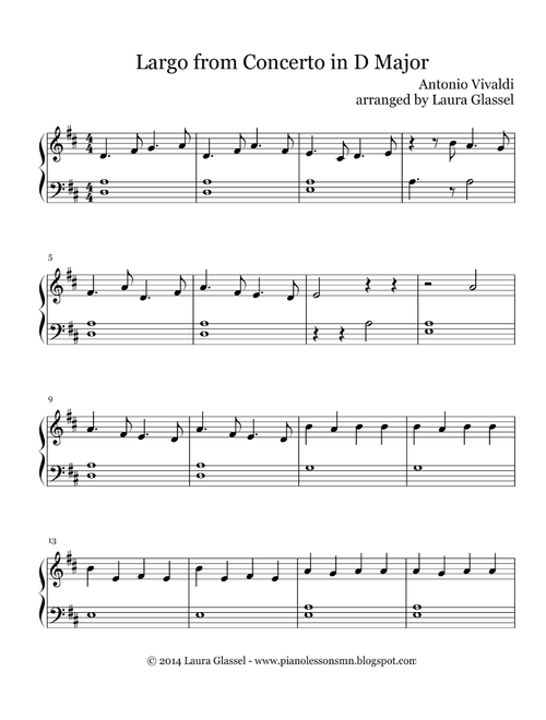 Largo from Concerto in D Major (Arr. Laura Glassel) - Antonio Vivaldi (Piano Solo)