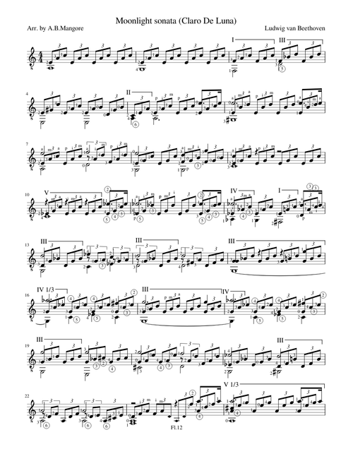 Moonlight sonata Claro De Luna (classical guitar)