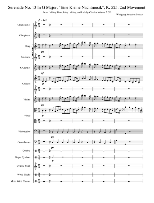 Eine kleine Nachtmusik, K.525 – Wolfgang Amadeus Mozart Serenade No. 13 In G Major, "Eine Kleine Nachtmusik", K. 525, 2nd Movement - Lullaby Time