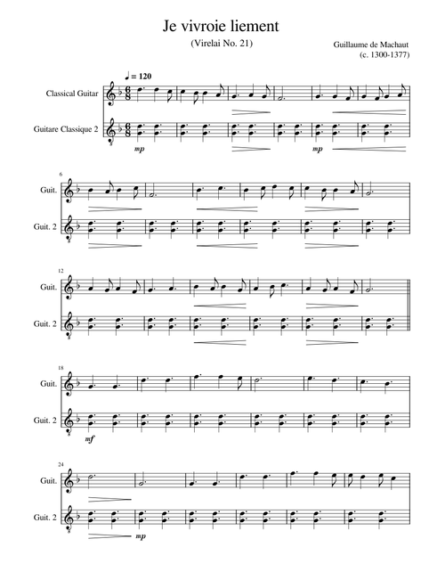 Je vivroie liement – Guillaume de Machaut