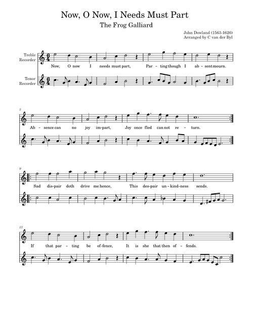 The frog galliard – John Dowland (Now, O Now, I Needs Must Part)
