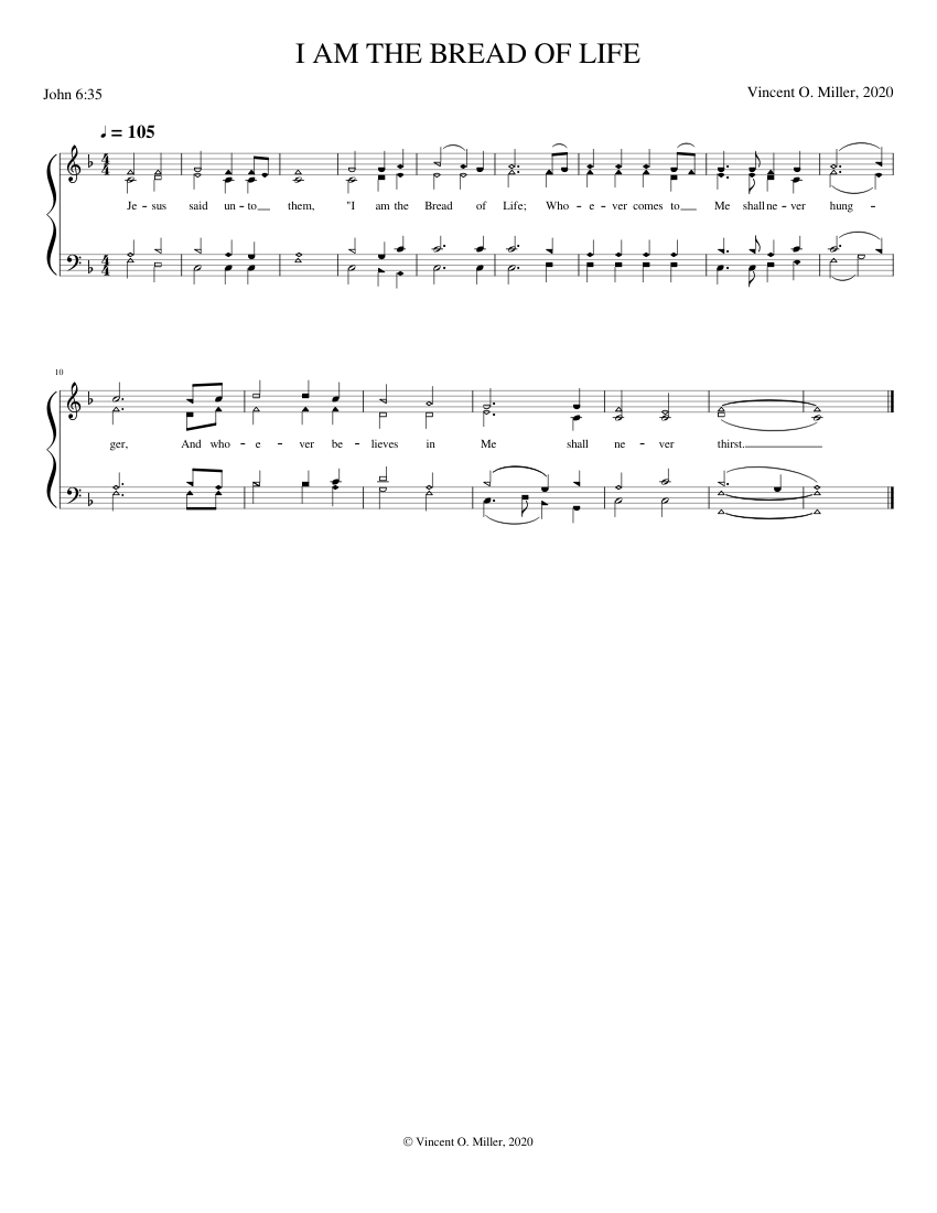 I Am The Bread Of Life Sheet Music for Piano (SATB) easy