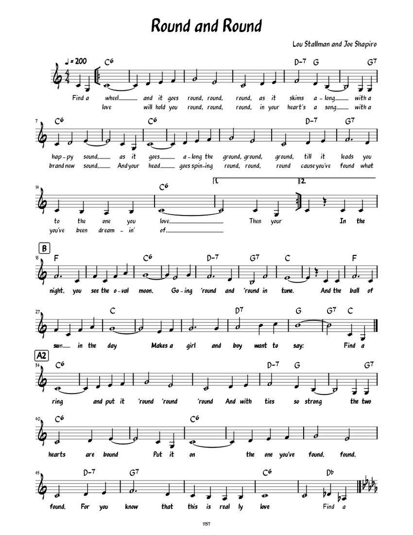 Round and Round (Perry Como Version) (Lead sheet with lyrics ) Sheet ...