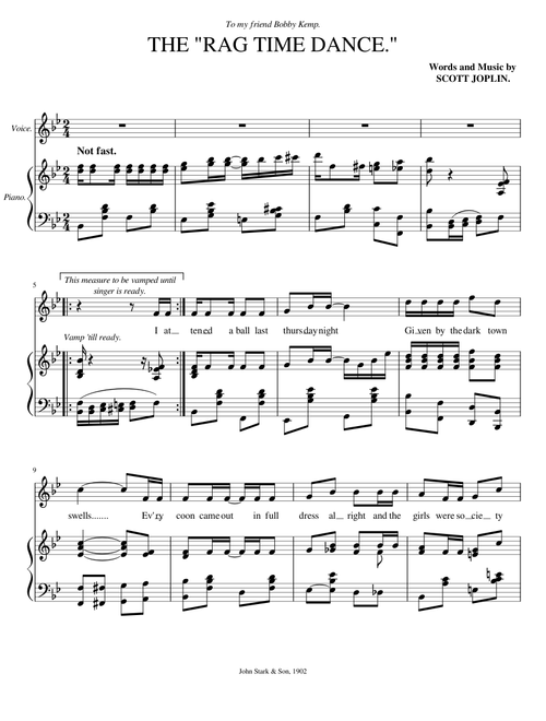 The Ragtime Dance - Full 1902 Song Version
