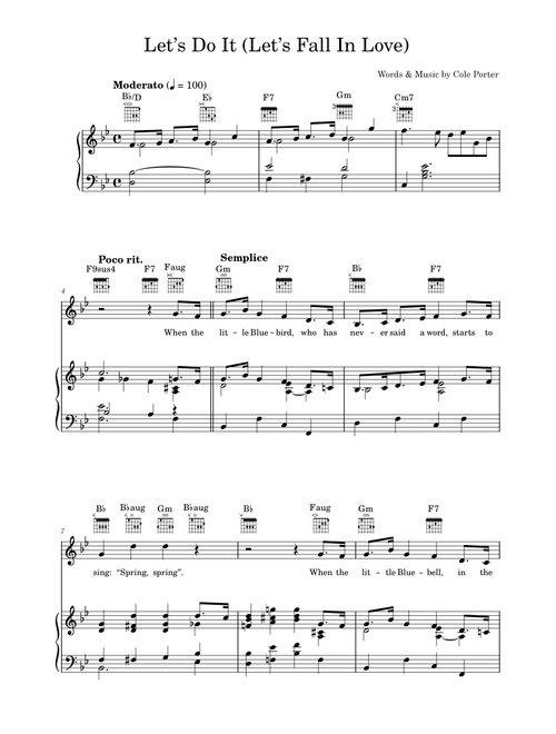 Let's Do It (Let's Fall In Love) - Cole Porter (Piano-Vocal-Guitar (Piano Accompaniment))