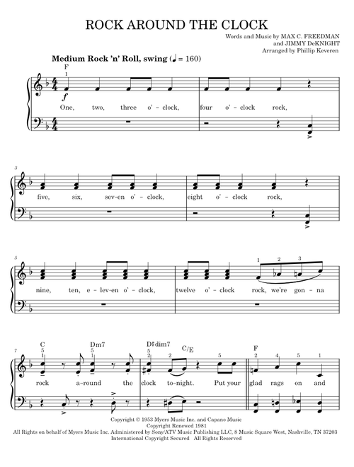 Rock Around The Clock - Bill Haley, Bill Haley & His Comets (Easy Piano)