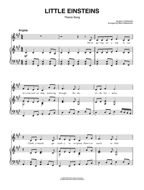The Little Einstein Theme Song (Arr. Mario Stallbaumer) - Billy Strauss (Piano Vocal)