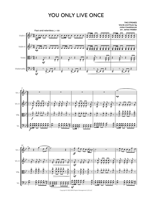 You Only Live Once (Arr. James Widden) - The Strokes (String Quartet)