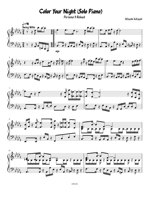 Persona 3 Reload - Color Your Night (Solo Piano)