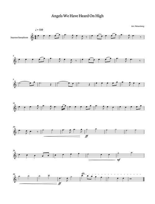 Christmas Song - Angels We Have Heard on High for Soprano Sax (Arr. Heisenberg) - Wilfrid Moreau (Soprano Sax Solo)