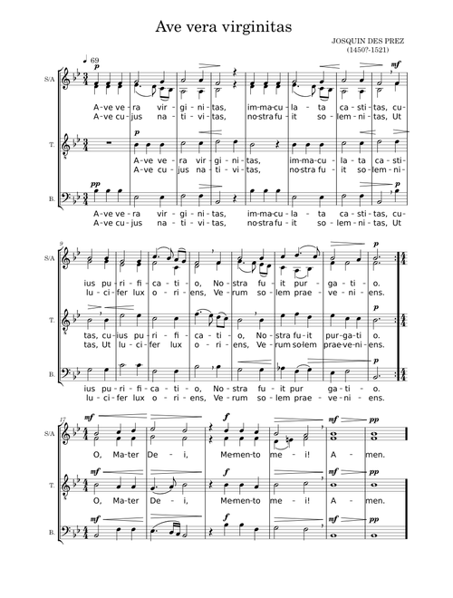 Ave vera virginitas/JOSQUIN DES PREZ