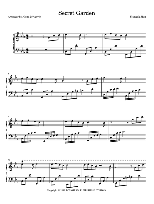 Song From A Secret Garden (Korean Version) (Arr. Alona Mylanych) - Youngok Shin (Piano Solo)