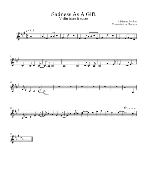 Sadness As A Gift – Adrianne Lenker (Violin Intro & Outro)