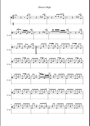 Play Official version of Driver's High Sheet Music by L'Arc~en