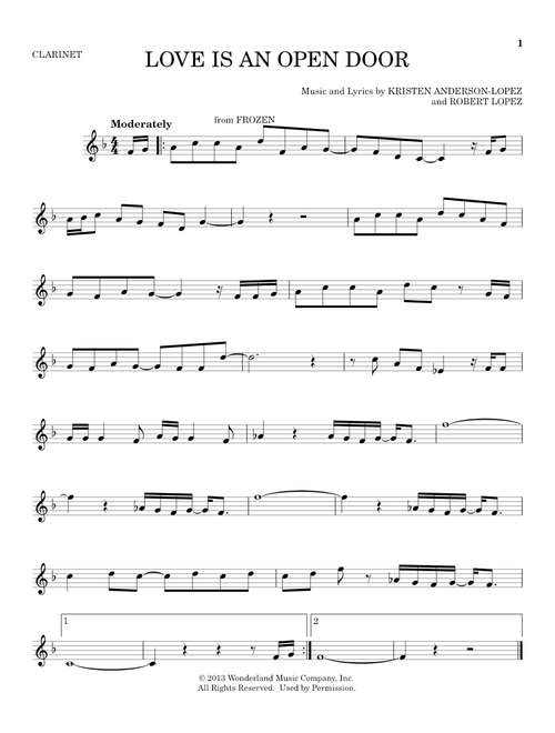 Love Is An Open Door (from Frozen) - Kristen Bell & Santino Fontana (Clarinet Solo)