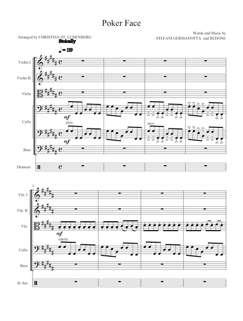 Poker Face – Lady Gaga for String Ensemble in G# Minor