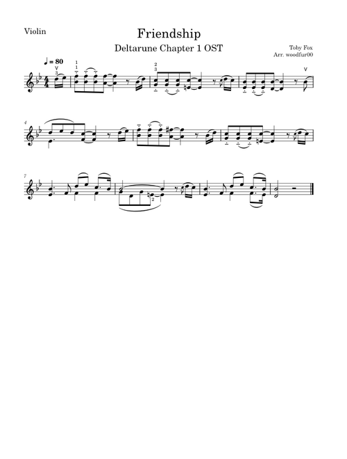 Deltarune – Friendship (Solo Violin)