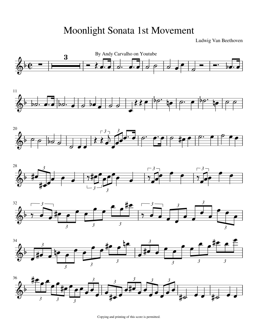 ランキング第1位 Sonata Moonlight 1st Violin for music Sheet MELODY Movement アイドル