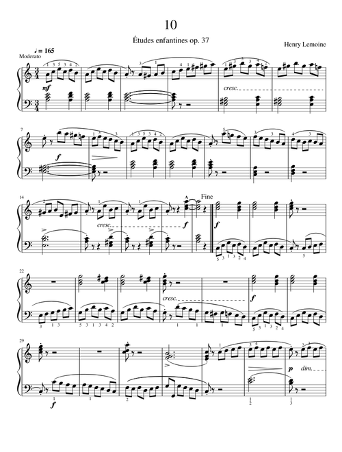 Lemoine: Études enfantines op. 37 no. 10