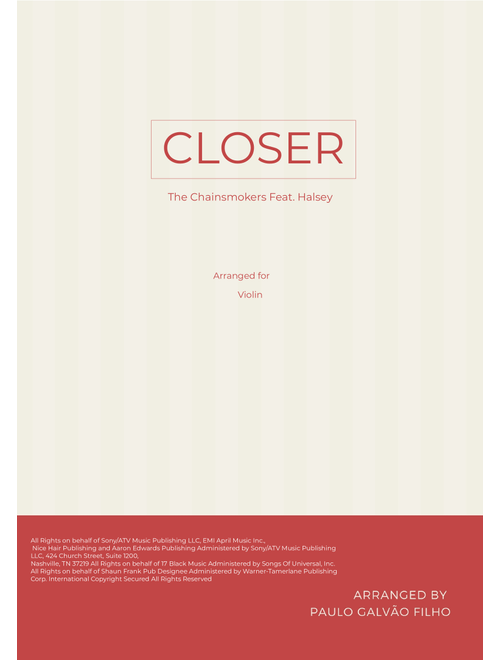 Closer (Arr. Paulo Galvao Filho) - The Chainsmokers Feat. Halsey (Violin Solo)