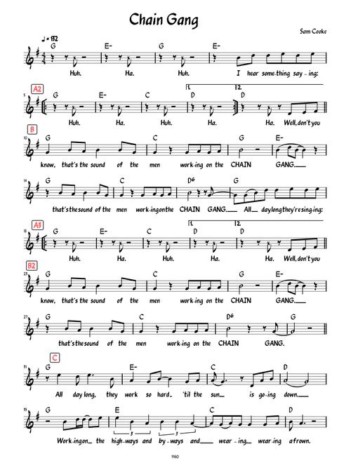 Chain Gang (Sam Cooke) (Lead sheet with lyrics )