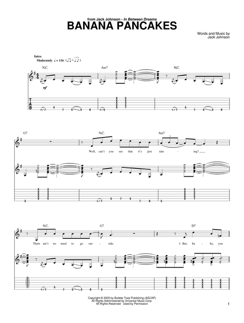 Banana Pancakes - Jack Johnson (Guitar Tab)