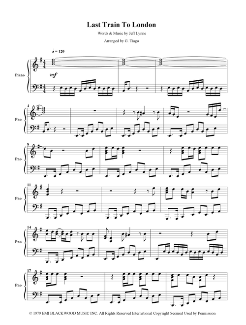 Last Train To London (Arr. G. Tiago) - Electric Light Orchestra (Piano Solo)