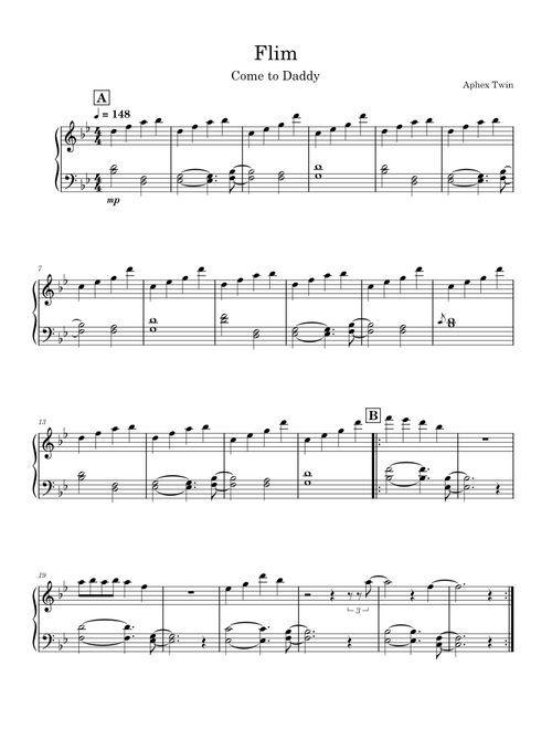 Flim - Aphex Twin (Arranged for solo keyboard)
