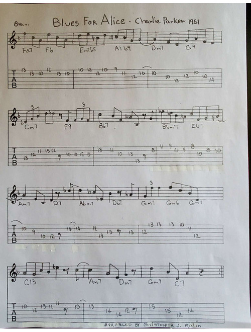 Blues For Alice (Arr. Christopher J. Malin) - Charlie Parker (Solo Guitar)