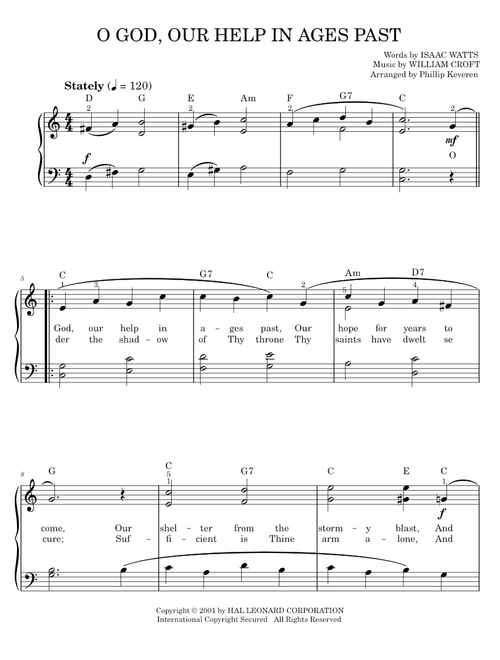 O God, Our Help In Ages Past - Isaac Watts (Easy Piano)