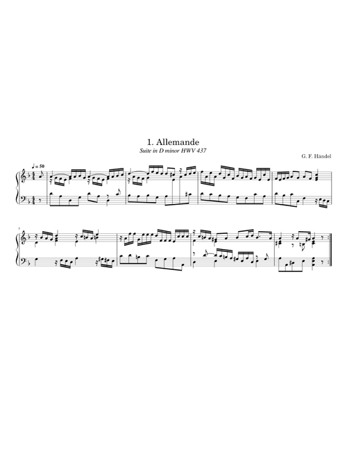 Händel - Suite in D minor HWV 437 1. Allemande