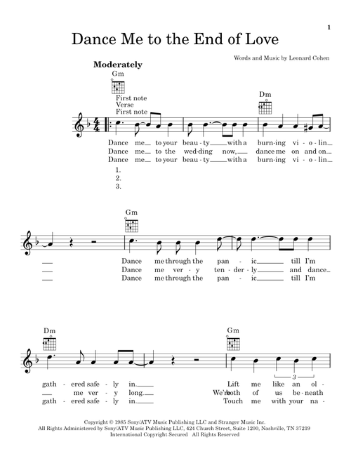 Dance Me To The End Of Love - Leonard Cohen, Madeleine Peyroux (Ukulele)