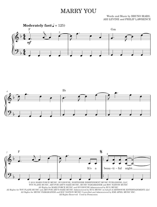 Marry you - Bruno Mars (Easy Piano)