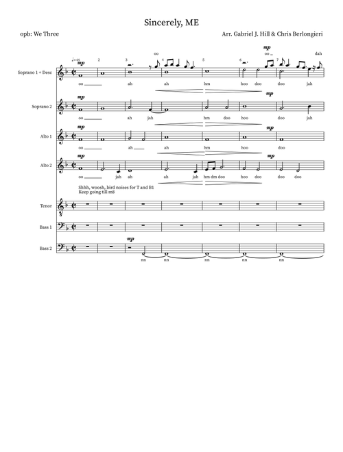 Sincerely Me (Arr. Gabriel J. Hill) - We Three (Choral, SATB)