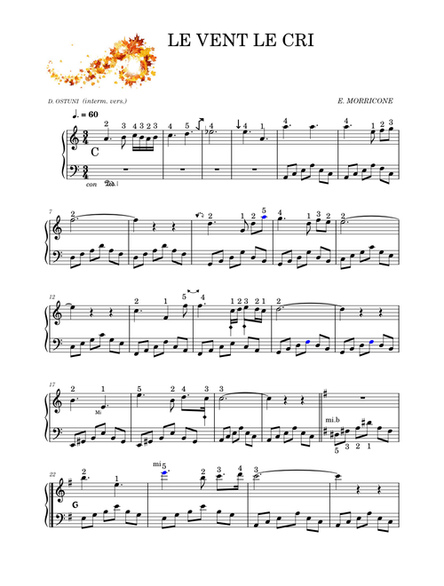 Le Vent le Cri – Ennio Morricone -EASY/INTERM. VERSION FREE