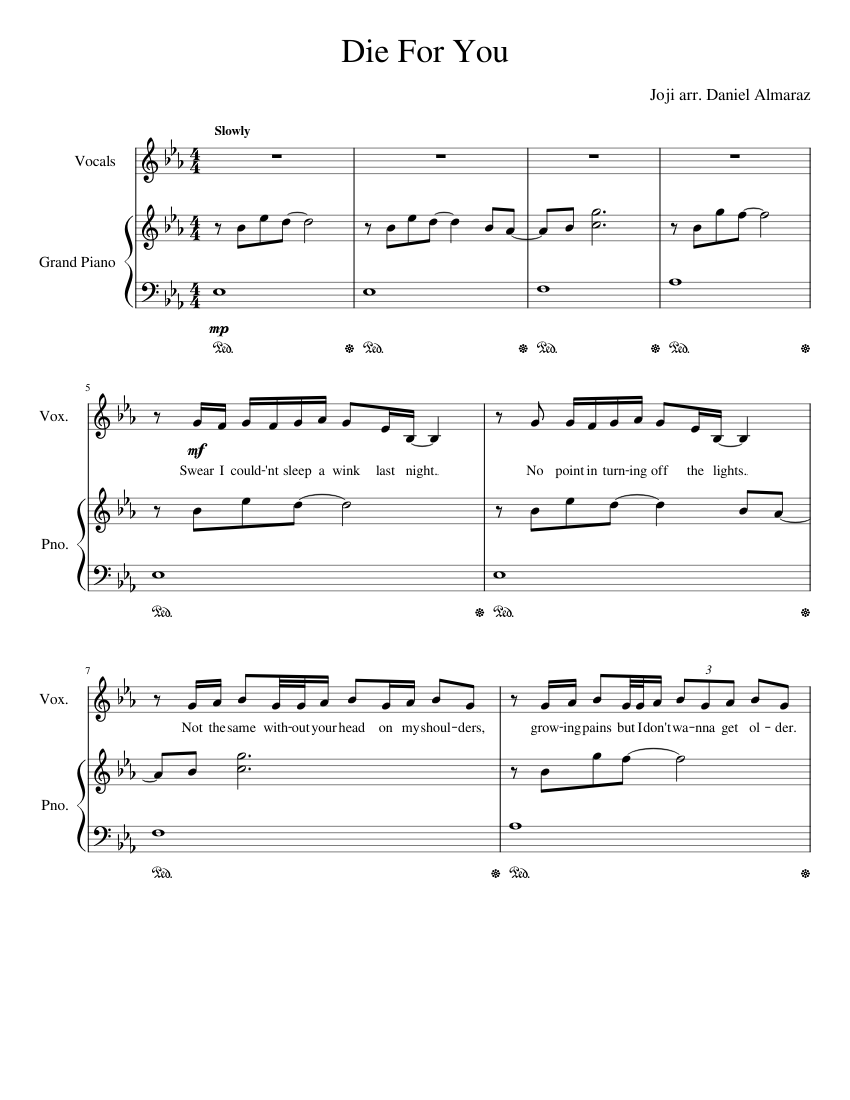 Die For You Sheet music for Piano (PianoVoice) Die For You Sheet music for Piano (PianoVoice)