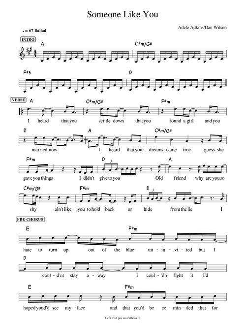 Someone Like You - Adele - Leadsheet