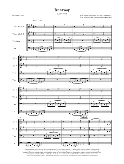 Runaway (Arr. Jhonatan Lucio Viana) - Kanye West (Brass Ensemble)