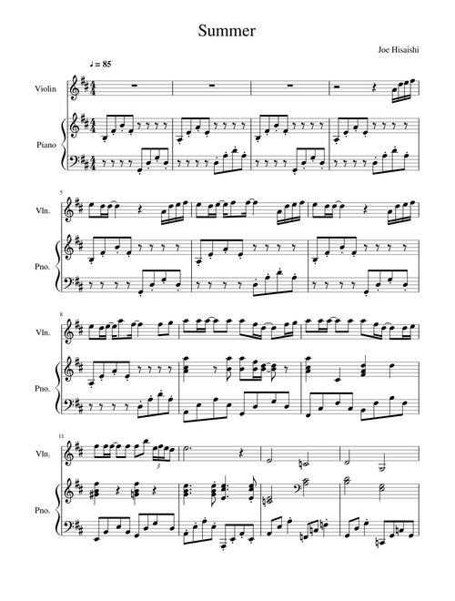 Summer — Joe Hisaishi Arr. for Violin and Piano