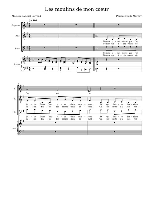 Les moulins de mon coeur – Michel Legrand / Eddy Marnay